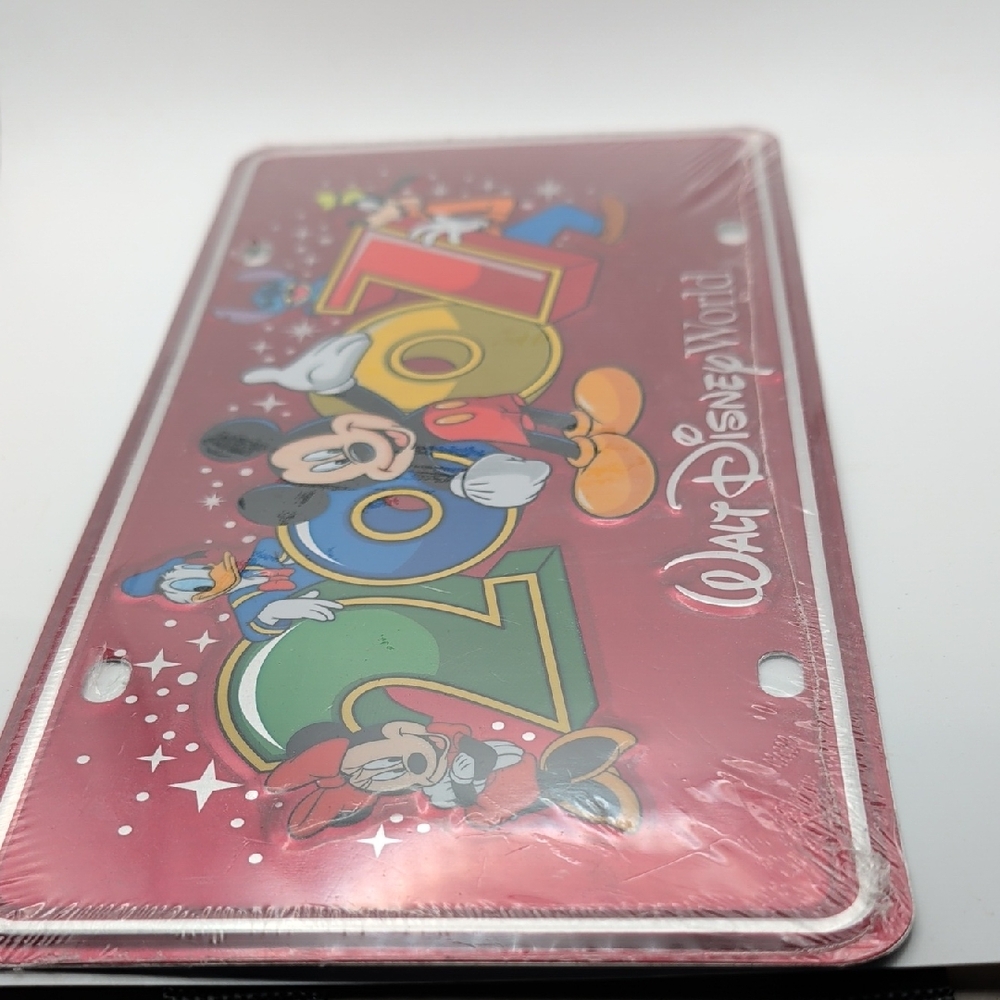 Disney Red License Plate with Mickey and Friends